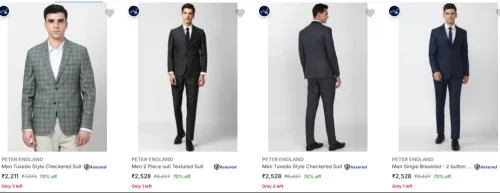 Image of PETER ENGLAND Men's Readymade Suits at minimum 70% Discount