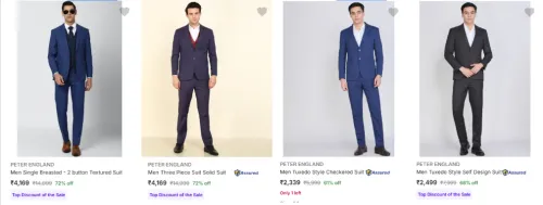 Image of Peter England Men's Readymade Suits upto 72% Discount