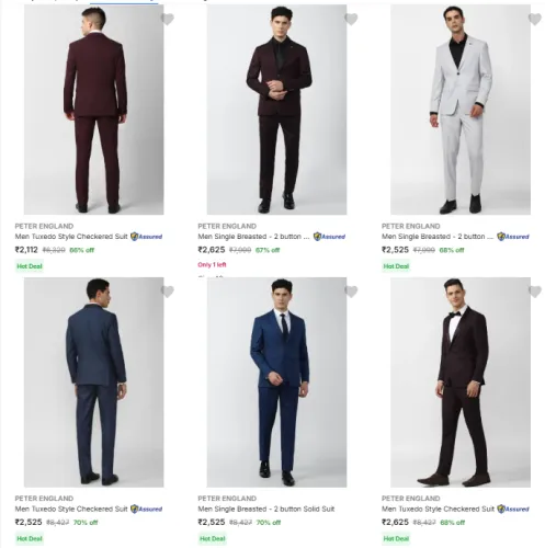 Image of Peter England Mens Readymade Suits Upto 70% Off | Starting @ ₹2112