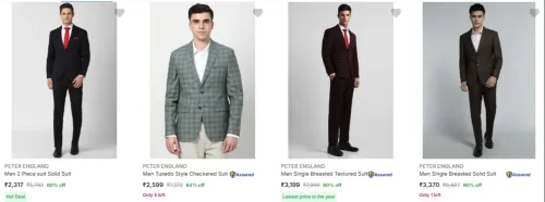 Image of Peter England Men's Suits at minimum 60% Discount 