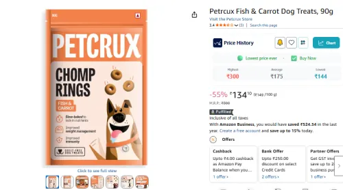 Image of Petrcux Fish & Carrot Dog Treats, 90g