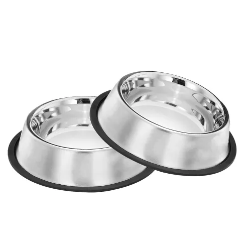 Image of Pets Empire Stainless Steel with Non-Slip Rubber Pet Dog Bowls (Set of 2)