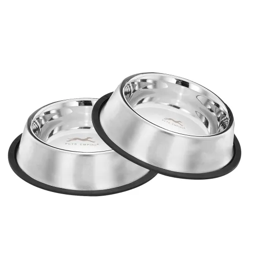 Image of Pets Empire Anti-Skid Dog Food Bowl (200 ml) | Stainless Steel Dog Food & Water Feeding Bowl | Basic Pets Feeding Bowls 