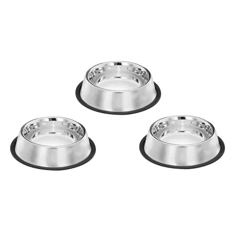 Image of Pets Empire Small Dog and Cat Feeding Bowl Steel (200 ml) Set of 3