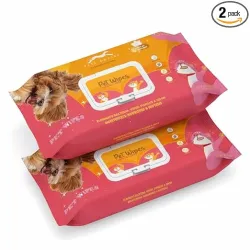 PETS EMPIRE Pet Wet Wipes, 160 Count Anti-Bacterial Cat & Dog Wipe, Soft Pet Moist Tissue Towelettes, Grooming Daily Car