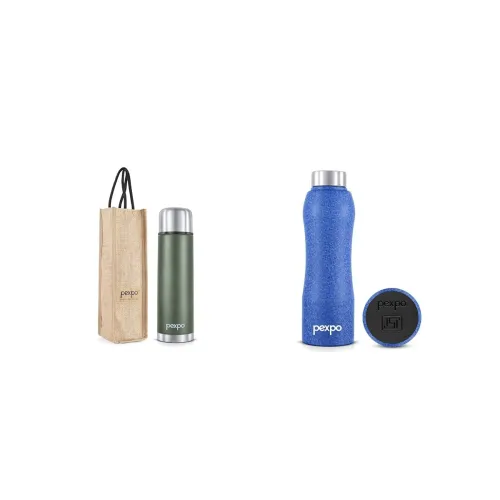 Image of Pexpo Flamingo 750ml Flask | Military Green & Bistro 750ml Bottle