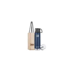 Pexpo Stainless Steel Water Bottle 1L Hot & Cold Flask with Jute Bag