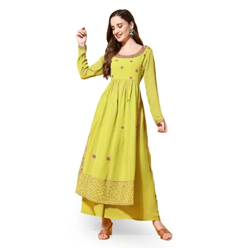 Image of PH POSHAKHUB Women A-Line Nyra Cut Kurta with Sharara