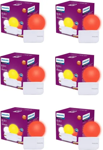 Image of PHILIPS 0.5 W Basic Decorative Night Bulb  (Red, Pack of 6)