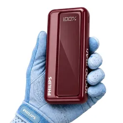 Philips 10000mAh 22.5W Fast Charging Power Bank (Iron Red) with Digital LED Display | Type-C & USB-A Input/Output | 3 Output Ports | Lithium Polymer Battery | Portable for Mobile, Tablet & E...