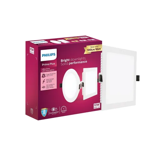 Image of Philips 10W Square Recessed LED Panel Ceiling Light