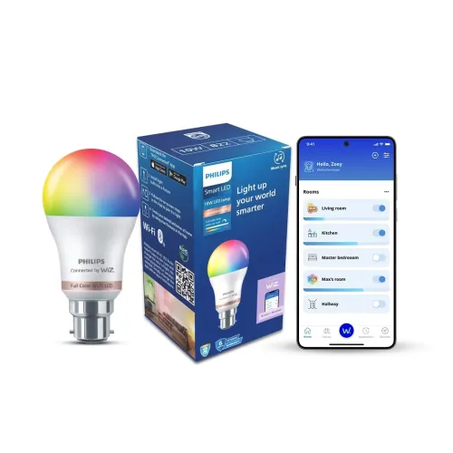 Image of PHILIPS WiZ 10W B22 Wi-Fi & Bluetooth LED Smart Bulb with Music Sync, Compatible with Amazon Alexa & Google Assistant, 1