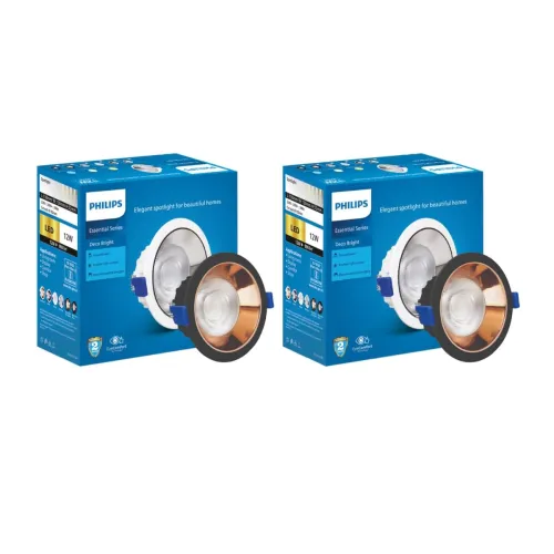 Image of PHILIPS 12 Watt Black Rose Gold Reflector LED Ceiling COB Round Spot Light with Focused Beam | Cut Out: 102mm | Cool Day