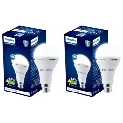 PHILIPS 14W Emergency LED Bulb | Stellar Bright B22 Inverter LED Bulb for Power Cuts | Crystal White, Pack of 2