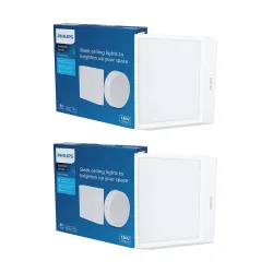 PHILIPS 18 Watt Square Slim Surface Ceiling Light | LED Downlighter for Both Normal & False Ceiling | Colour : Natural White, Pack of 2