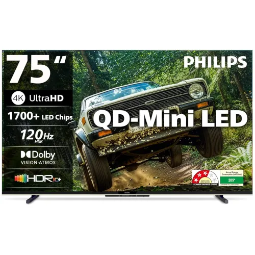 Image of Philips 189 cm (75 inches) 4K Ultra HD QLED Smart QD-Mini LED Google TV 75MLED610/94