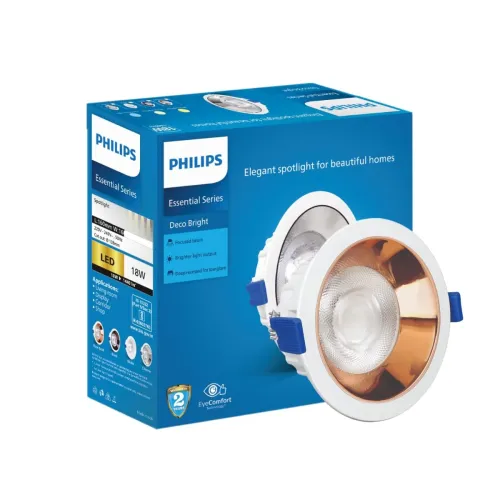 Image of PHILIPS 18 Watt Rose Gold Reflector LED Ceiling COB Round Spot Light