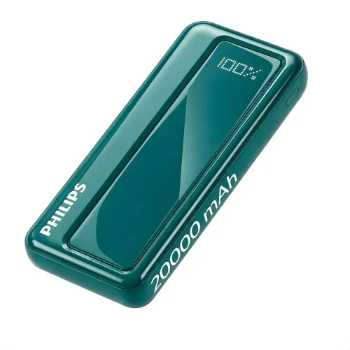 Image of Philips 20000mAh 22.5W Fast Charging Power Bank (Deep Cyan) with Digital LED Display | 