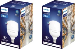 PHILIPS 30 W Basic Round B22 LED Bulb (White, Pack of 2)
