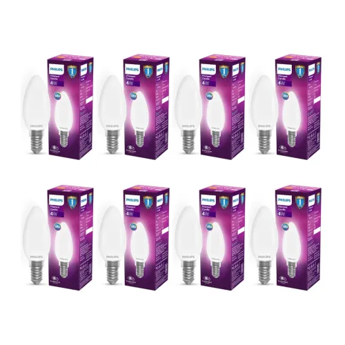Image of Philips 4W 400-Lumen Frosted Candle E14 Bulb pack of 8