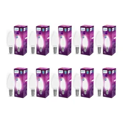 Philips 4W E14 Frosted Candle Bulbs Pack of 10