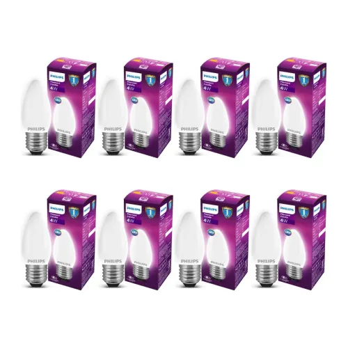 Image of Philips 4W E27 Frosted Candle Bulb (8 Pack)