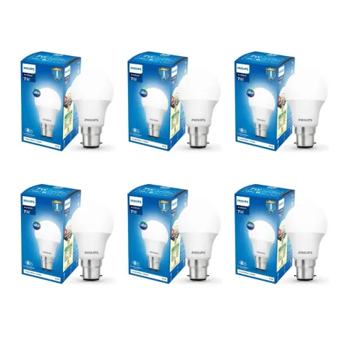 Image of PHILIPS 7W B22 LED Light Bulb, Pack of 6