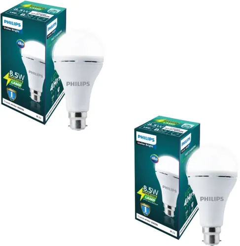 Image of PHILIPS 8.5 W Basic Standard B22 Inverter Bulb (White, Pack of 2)