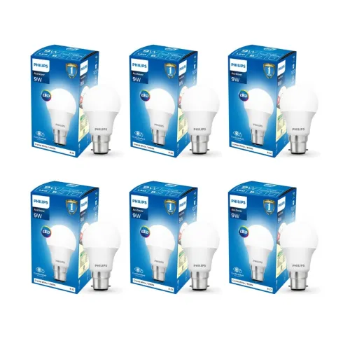 Image of PHILIPS 9W B22 LED White Bulb, Pack of 6