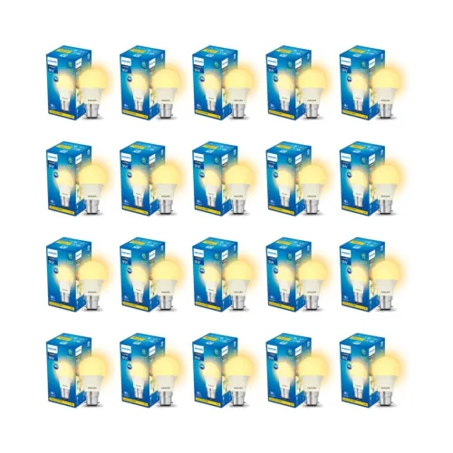 Image of Philips 9-watt LED Bulb | AceSaver High Wattage LED Bulb | Base: B22 Light Bulb for Home | Warm White, Pack of 20