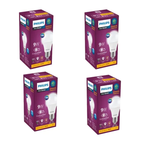 Image of Philips 9-Watts E27 LED Warm White LED Bulb, Pack of 4, (Ace Saver)