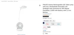 PHILIPS Rechargeable LED Table Lamp with Fan
