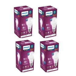Philips Base E27 9 Watts LED Bulb (Pack of 4, White & Cool Day Light)