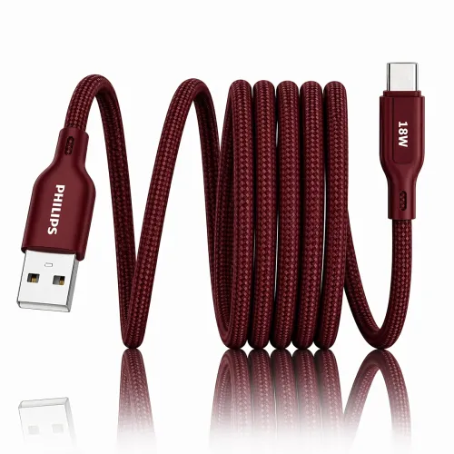 Image of PHILIPS DLC4130AI/94 18W Type-A to Type-C Fast Charging Cable (1m, Iron Red)