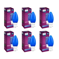 Philips LED Deco Blue 0.5W Glass Candle (Pack of 6)