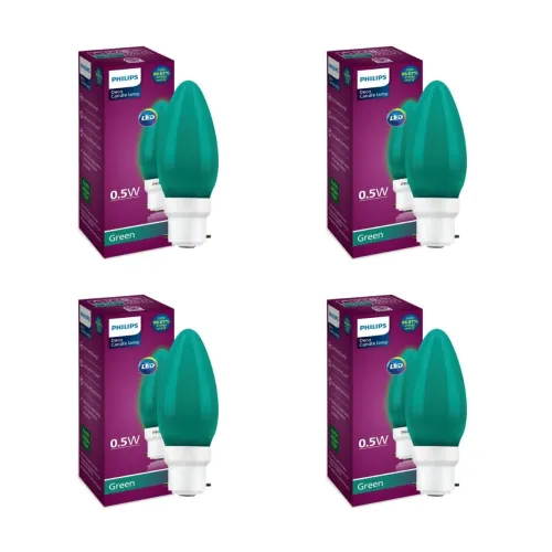Image of Philips LED Deco Green 0.5W Glass Candle (Pack of 4).