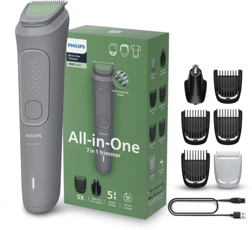 Image of PHILIPS MG3911/15 Fully Waterproof Trimmer 60 min Runtime 5 Length Settings 