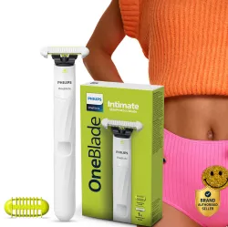 PHILIPS QP1924/20 OneBlade Razor for Women, Intimate Underarm, Body & Bikini Fully Waterproof Trimmer 30 min Runtime 2 Length Settings (White)