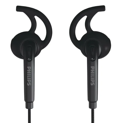 Image of Philips TAA1009BK/94 in-Ear Sports Wired Earphones with Mic, 12mm Neodymium Drivers, Secure Fit Wing Tips, IPX4 Splash/S