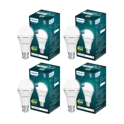 Philips Stellar Bright Rechargeable Emergency Inverter LED Bulb, B22 8.5-Watt-Crystal White(Pack of 4)