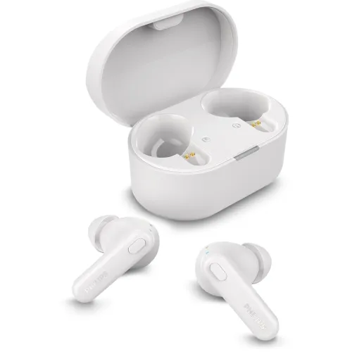 Image of PHILIPS TAT1108WT /00 True Wireless Earbuds, In-Ear, Bluetooth v5.3, Earphones with Mic, 15H Playback,Shank Shape, IPX4,