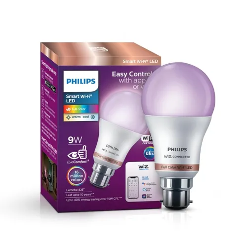 Image of Philips WiZ 9W B22 Smart LED Bulb – Wi-Fi, Bluetooth, Alexa & Google