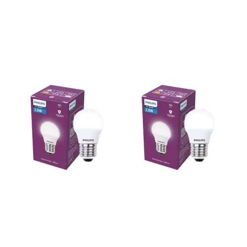 Image of PHILIPS 2.8W E27 LED Frosted Candle Bulb, Cool White (6500K), Pack of 2