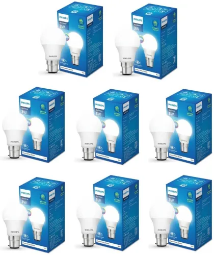 Image of PHILIPS 3 W Basic Round B22 LED Bulb pack 8