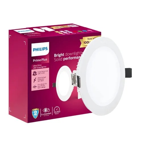 Image of Philips 5W Round AP Plus UltraGlow LED DL Recessed LED Panel Ceiling Light (Pack of 1,Warm White)