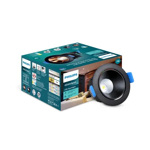 Image of Philips 7W Black Reflector LED COB Spot Light – 1 pc