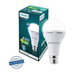 PHILIPS 8.5W Rechargeable Emergency Inverter LED Bulb (Pack of 1) with backup upto 4 hrs Bulb Emergency Light (White)