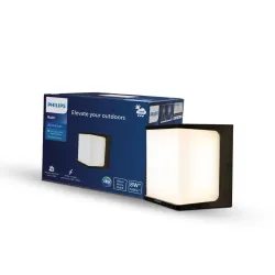 PHILIPS 8-watt LED Square Shape Wall Light | Rain IP-65 Water Proof Wall Lamp for Outdoor Decoration | Colour : Warm White, Pack Of 1