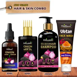 Phillauri Red Onion Hair Combo Kit and Ubtan Facewash (4 Items in the set)