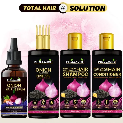Image of Phillauri Red Onion Anti Hair Loss & Hair Growth Hair Oil (100ml) + Shampoo (1 Items in the set)